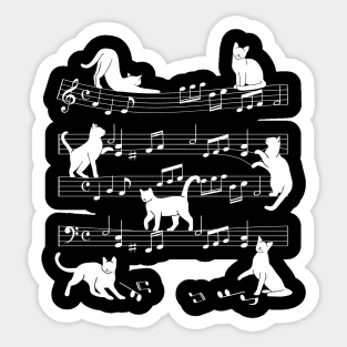 Cat Silhouette Music Sheet Musical Notes Sticker